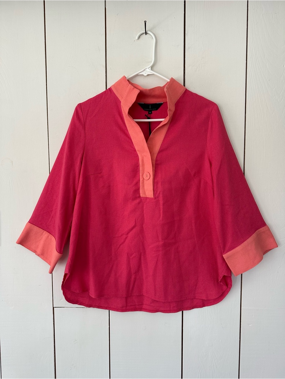 Abbey Glass Effie Blouse Sz M Pink Cotton Linen NWT